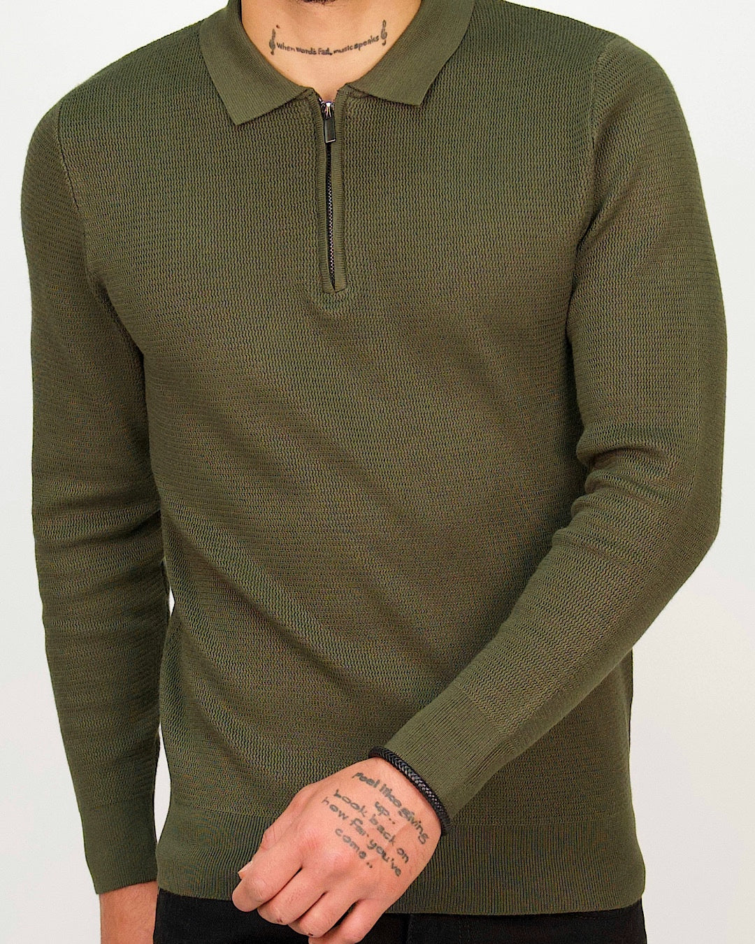 Minimal Zip-Collar Knit Polo