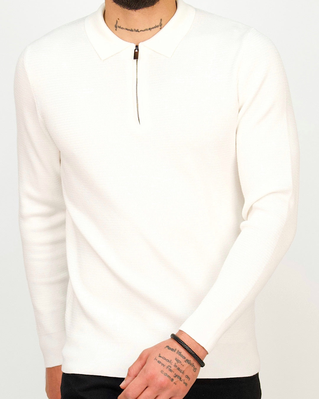 Minimal Zip-Collar Knit Polo