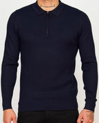 Minimal Zip-Collar Knit Polo