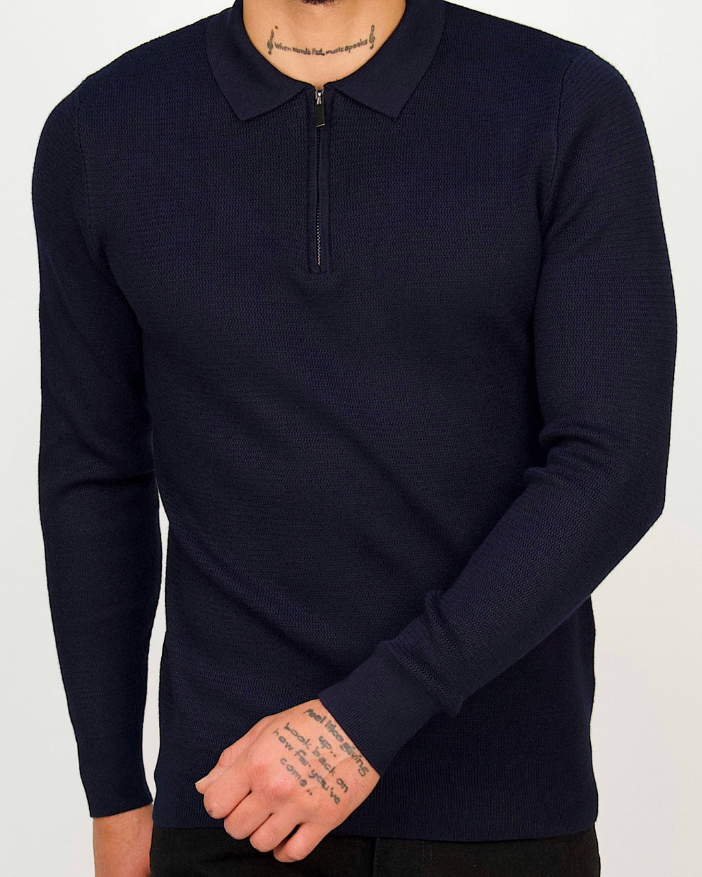 Minimal Zip-Collar Knit Polo