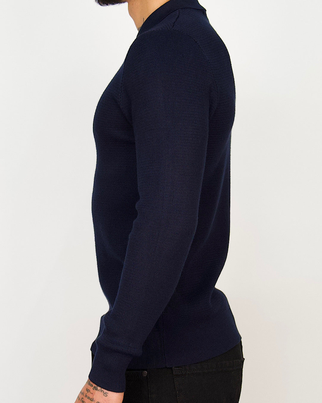 Minimal Zip-Collar Knit Polo