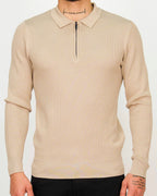 Minimal Zip-Collar Knit Polo