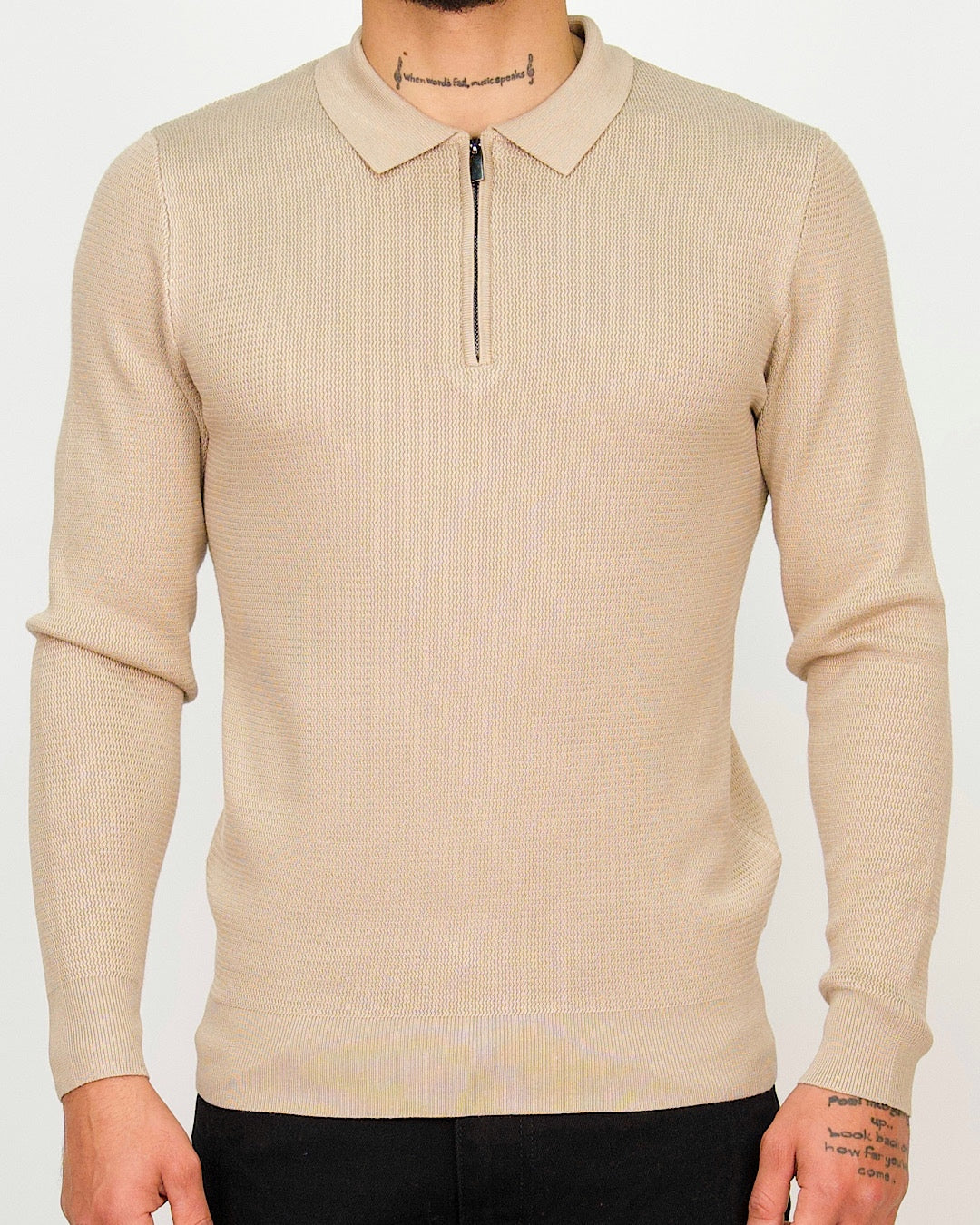 Minimal Zip-Collar Knit Polo