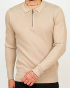 Minimal Zip-Collar Knit Polo