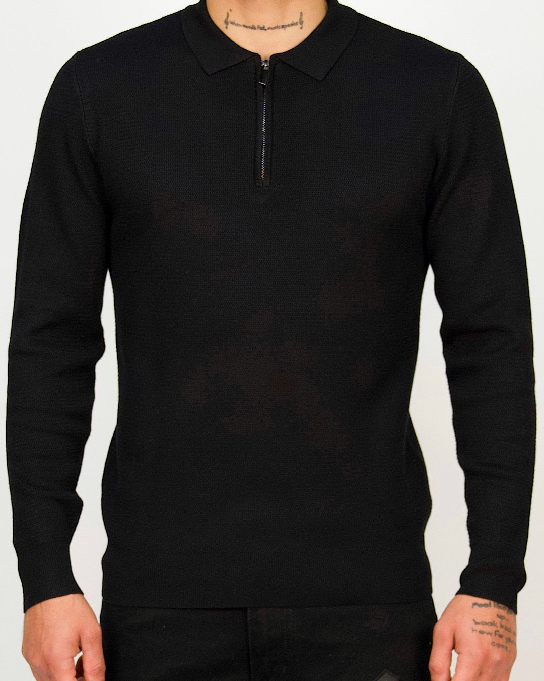Minimal Zip-Collar Knit Polo
