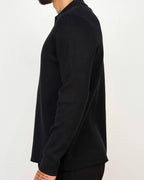Minimal Open-Collar Knit Polo