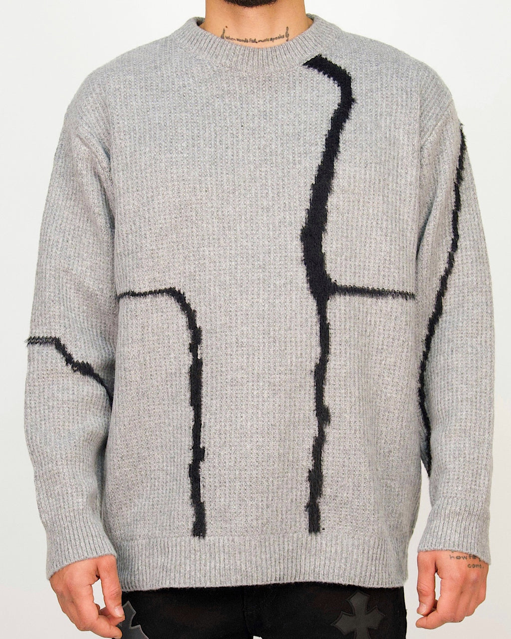 Textured Contrast-Stitch Jumper