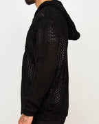Mesh-Knit Full-Zip Hoodie