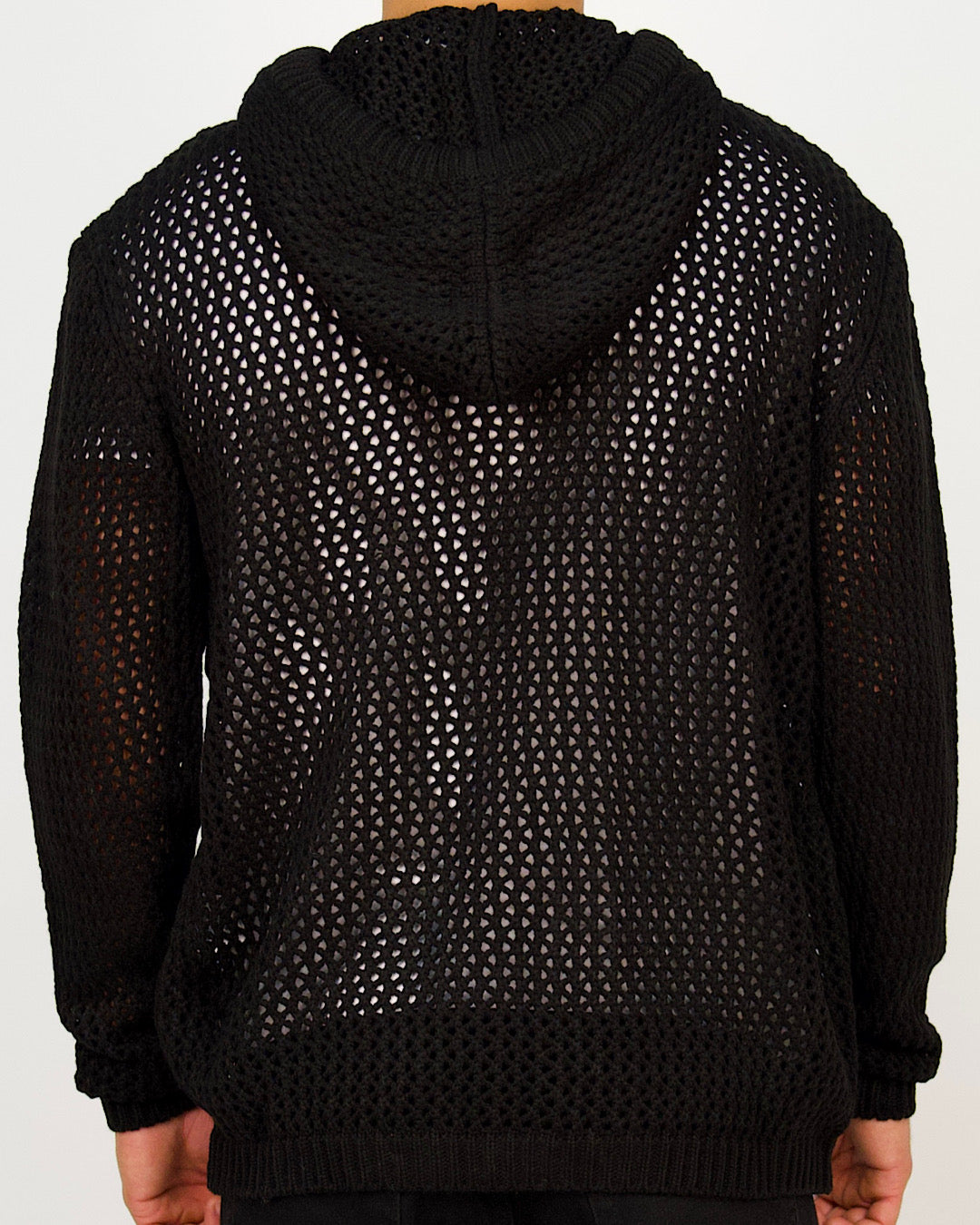 Mesh-Knit Full-Zip Hoodie