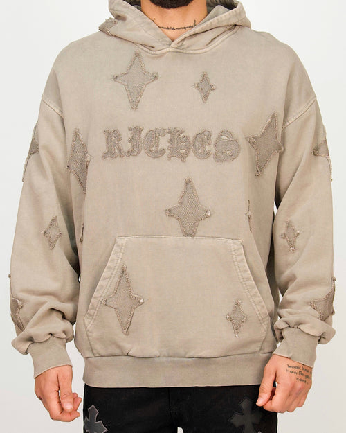 Distressed Star Patch Oversized Hoodie