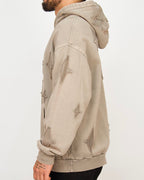 Distressed Star Patch Oversized Hoodie