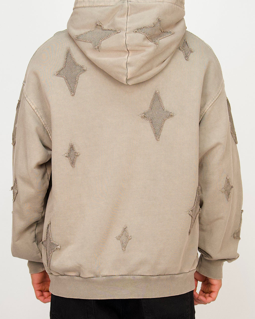 Distressed Star Patch Oversized Hoodie