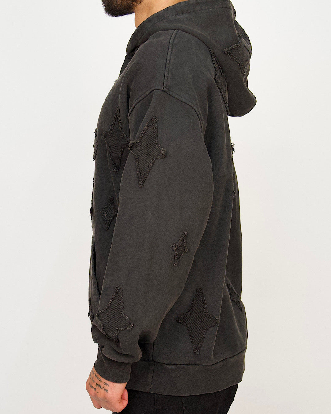 Distressed Star Patch Oversized Hoodie