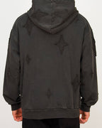 Distressed Star Patch Oversized Hoodie