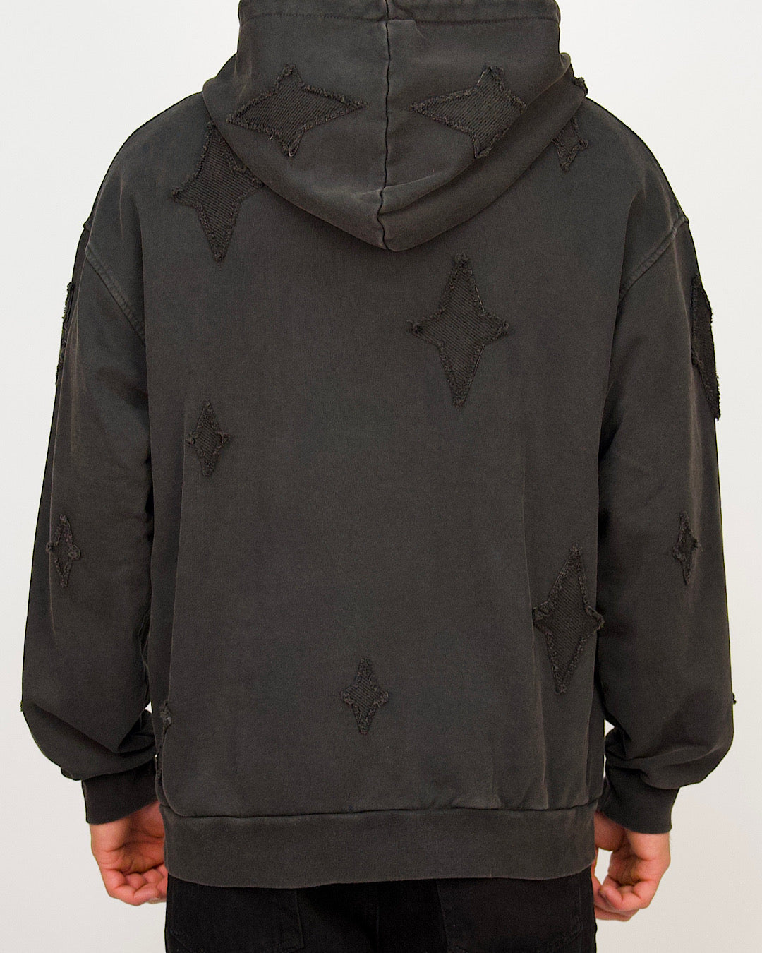 Distressed Star Patch Oversized Hoodie