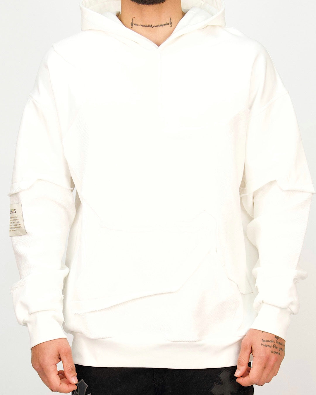 Multi-Panel Distressed Hoodie