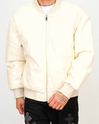 Classic Faux-Leather Bomber Jacket