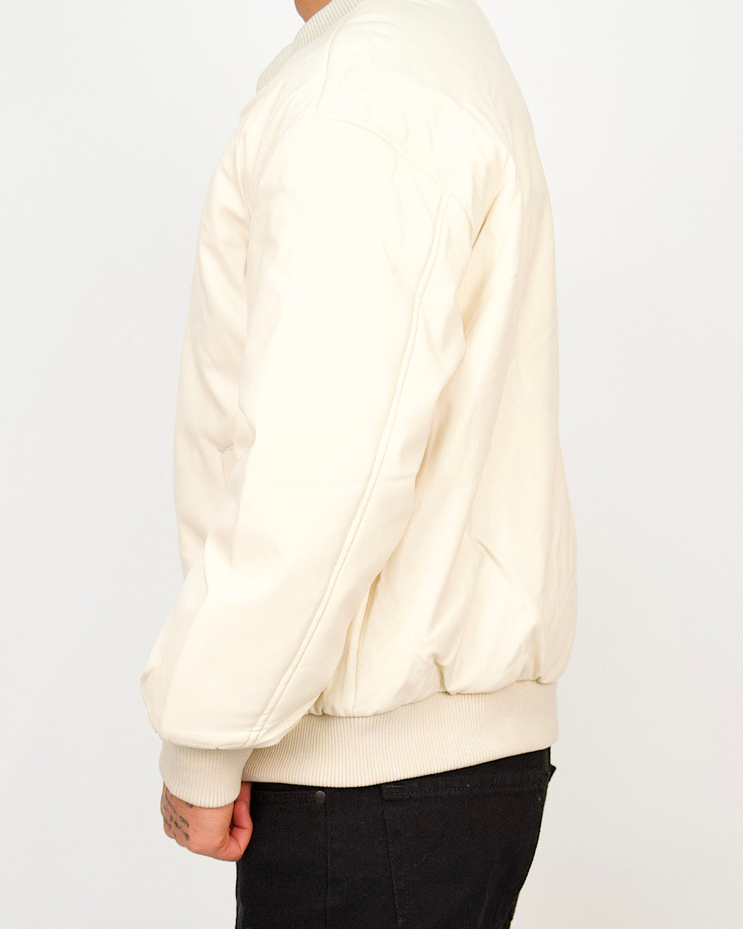 Classic Faux-Leather Bomber Jacket