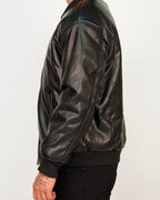 Classic Faux-Leather Bomber Jacket