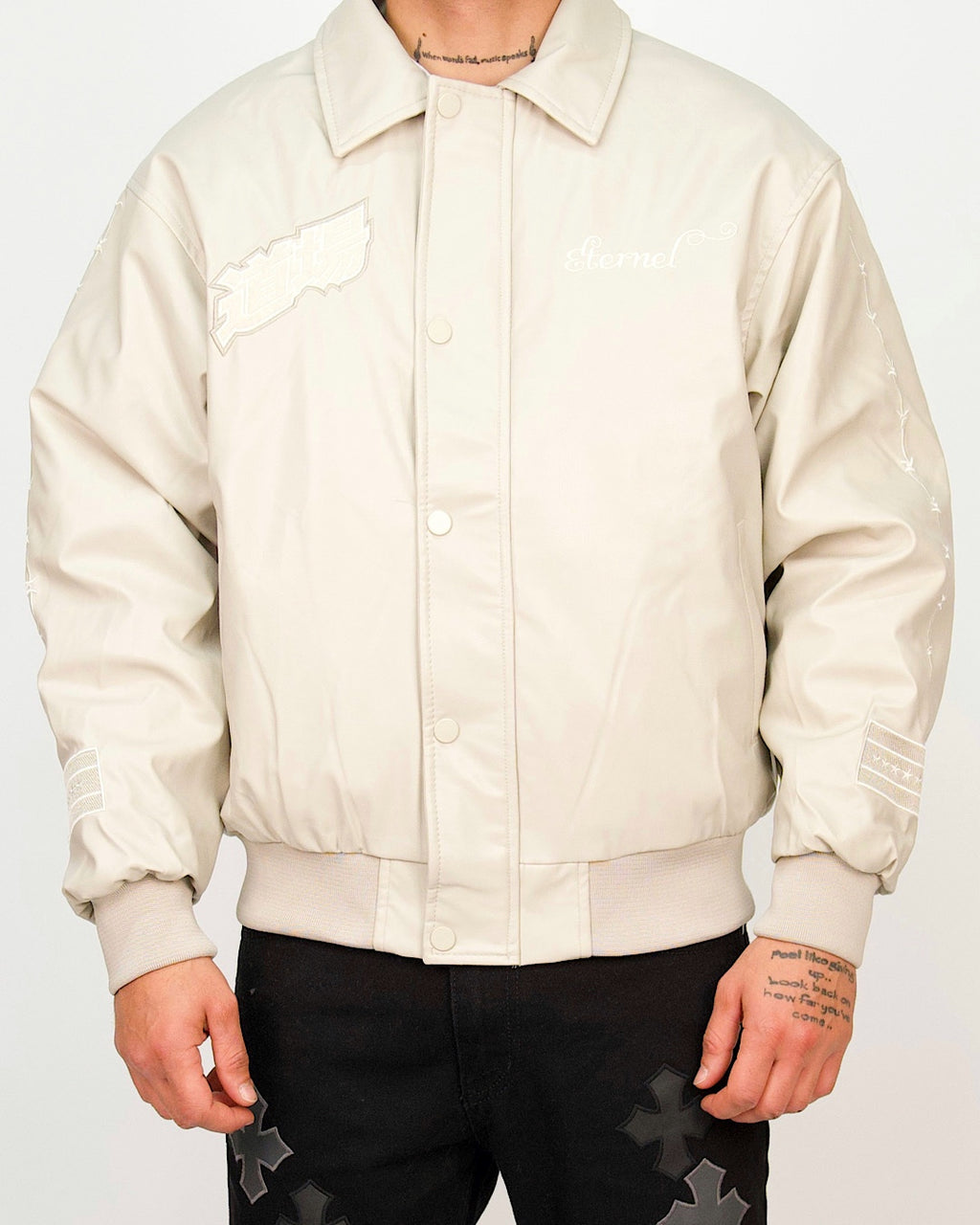 Atelier Patchwork Faux Leather Bomber Jacket