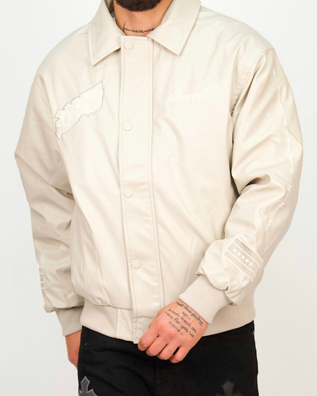 Atelier Patchwork Faux Leather Bomber Jacket