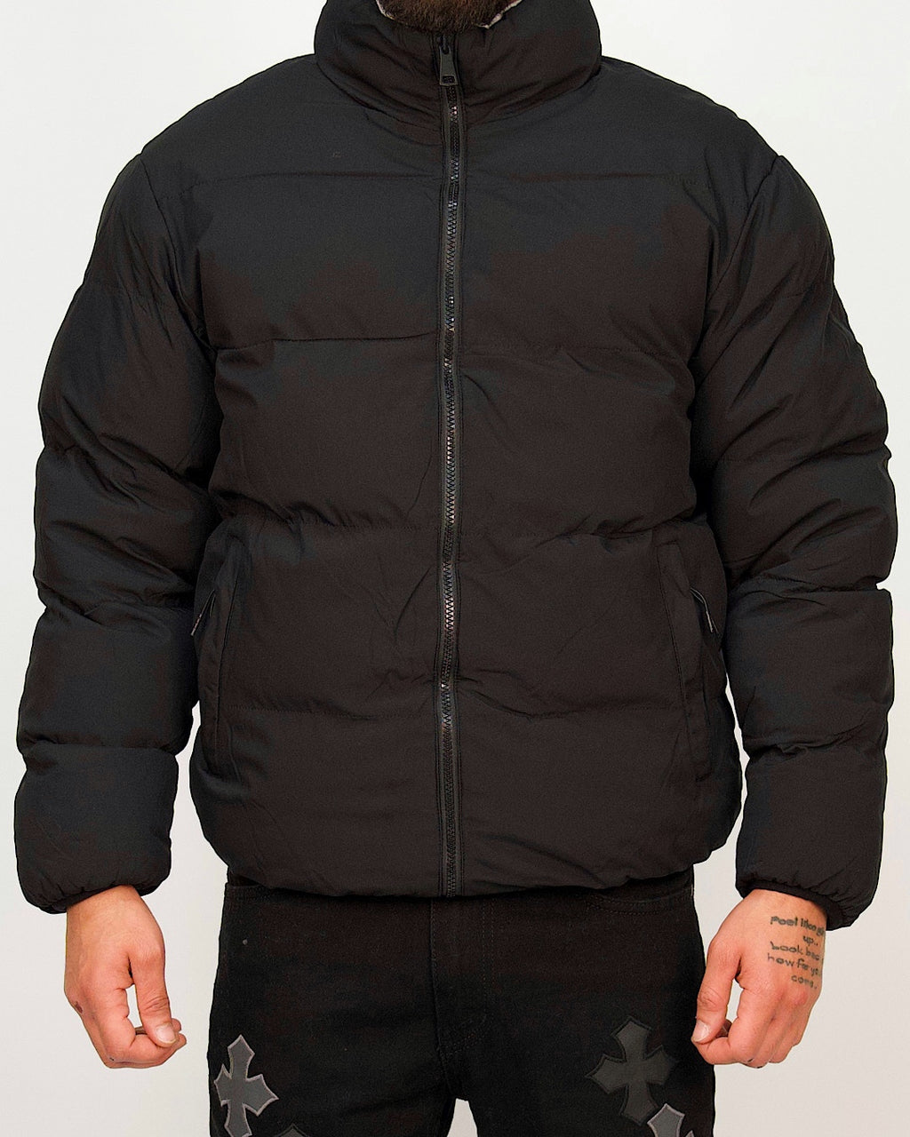 Faux-Shearling Reversible Zip Puffer Jacket