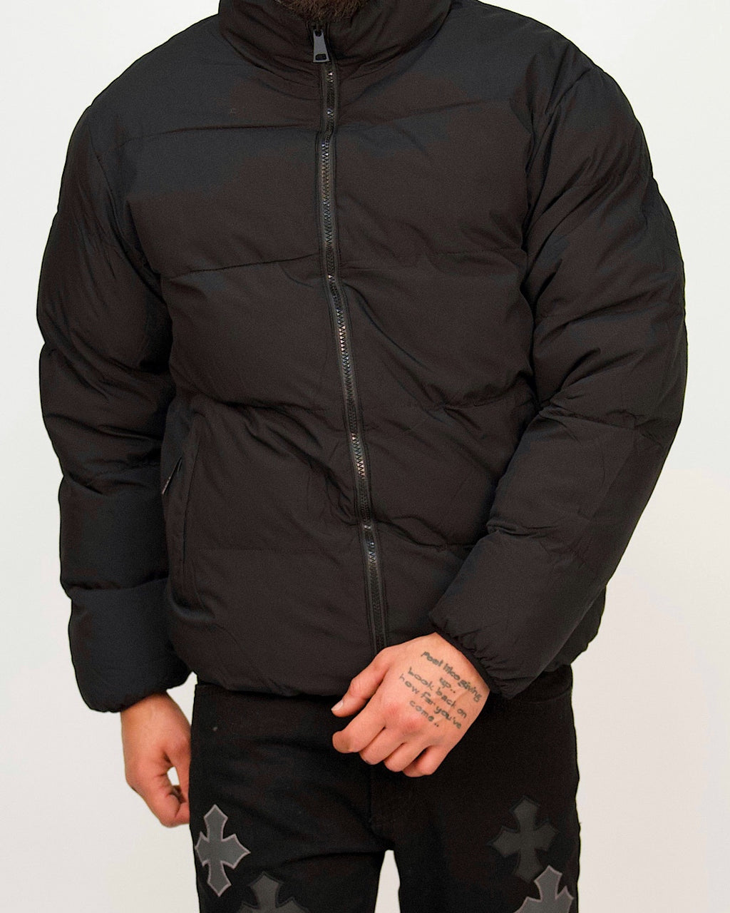 Faux-Shearling Reversible Zip Puffer Jacket