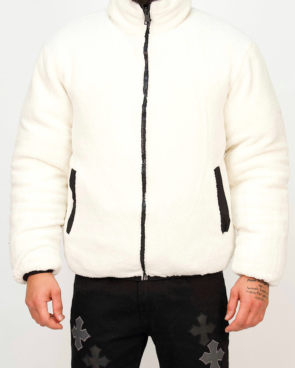 Faux-Shearling Reversible Zip Puffer Jacket