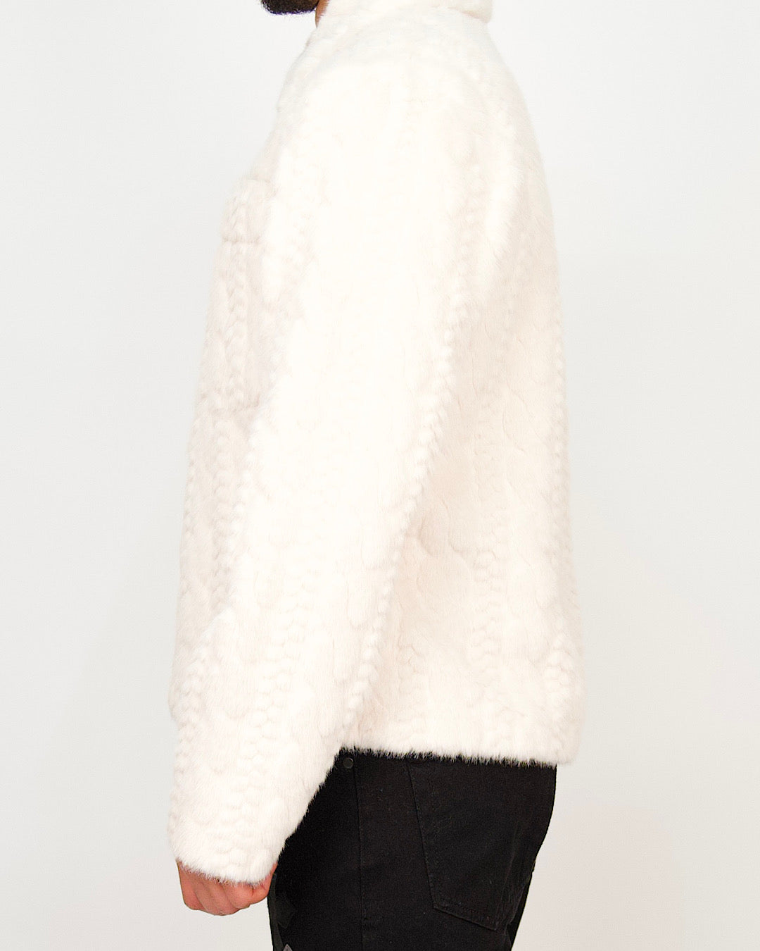 Textured Faux-Fur Zip Jacket