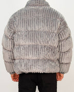 Ribbed Velour Puffer Jacket