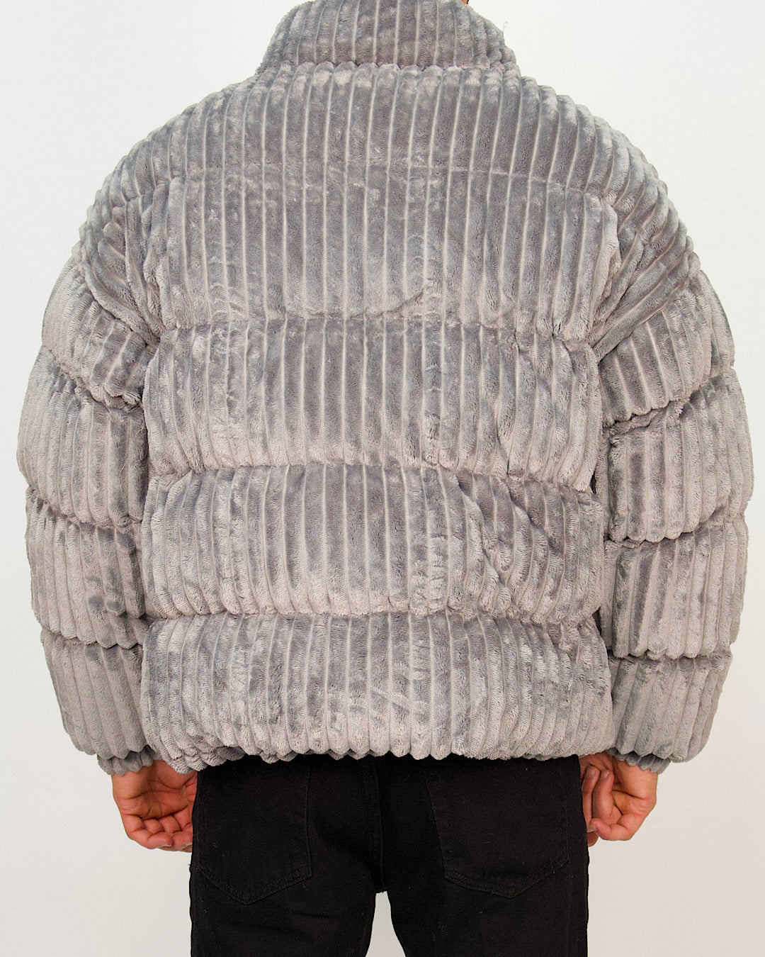 Ribbed Velour Puffer Jacket