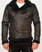 Faux-Leather Shearling Biker Jacket