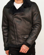Faux-Leather Shearling Biker Jacket