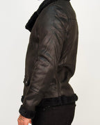 Faux-Leather Shearling Biker Jacket