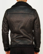Faux-Leather Shearling Biker Jacket
