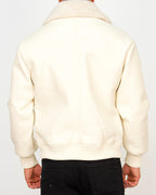 Faux-Leather Borg-Collar Bomber Jacket