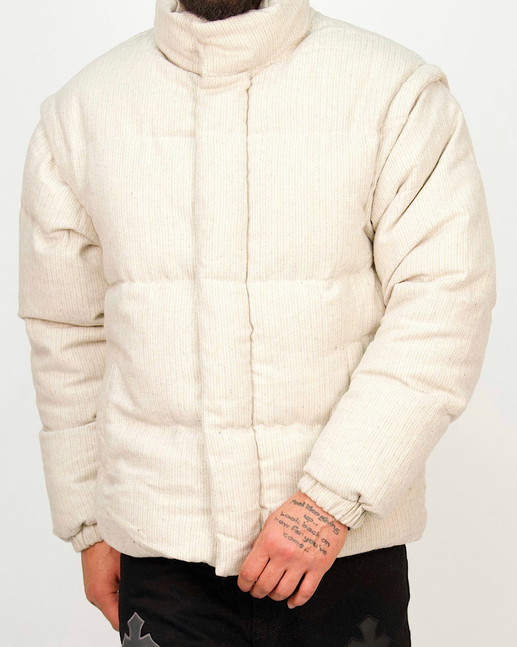 Ribbed Soft-Weave Puffer Jacket