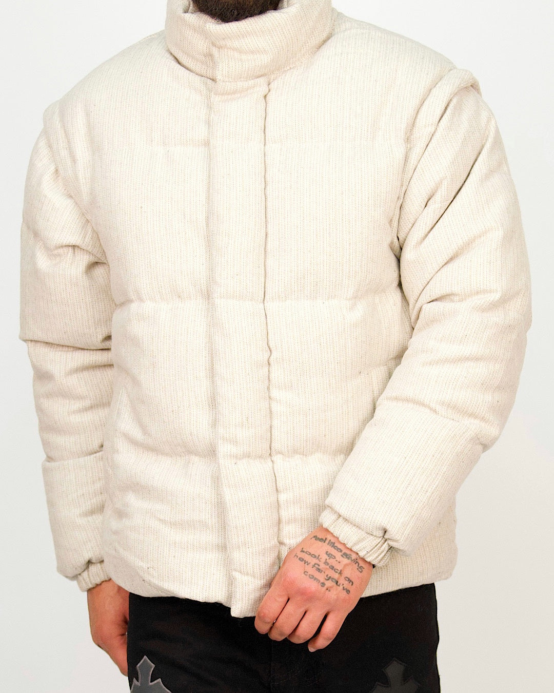 Ribbed Soft-Weave Puffer Jacket