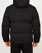 Textured Weave Hooded Puffer Jacket