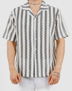 Textured Stripe Revere Collar Shirt