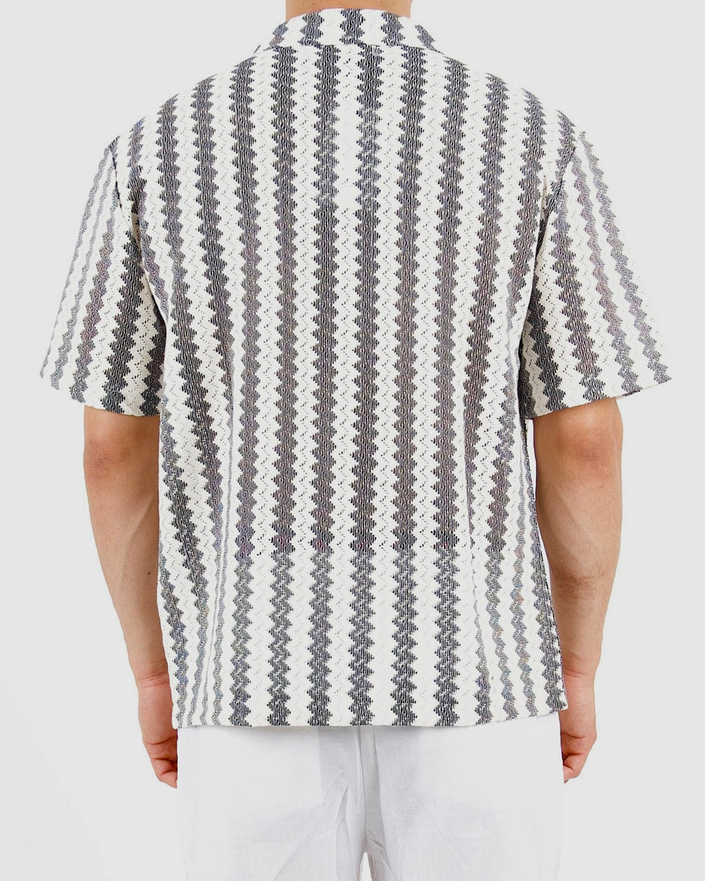 Textured Stripe Revere Collar Shirt