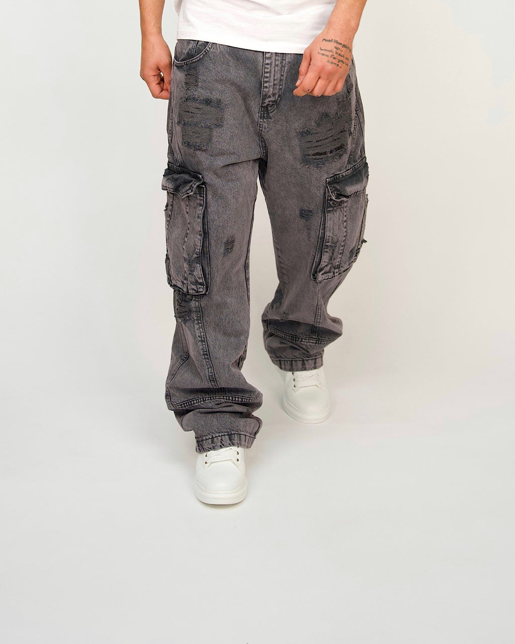 Distressed Utility Cargo Jeans