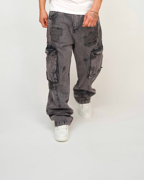 Distressed Utility Cargo Jeans