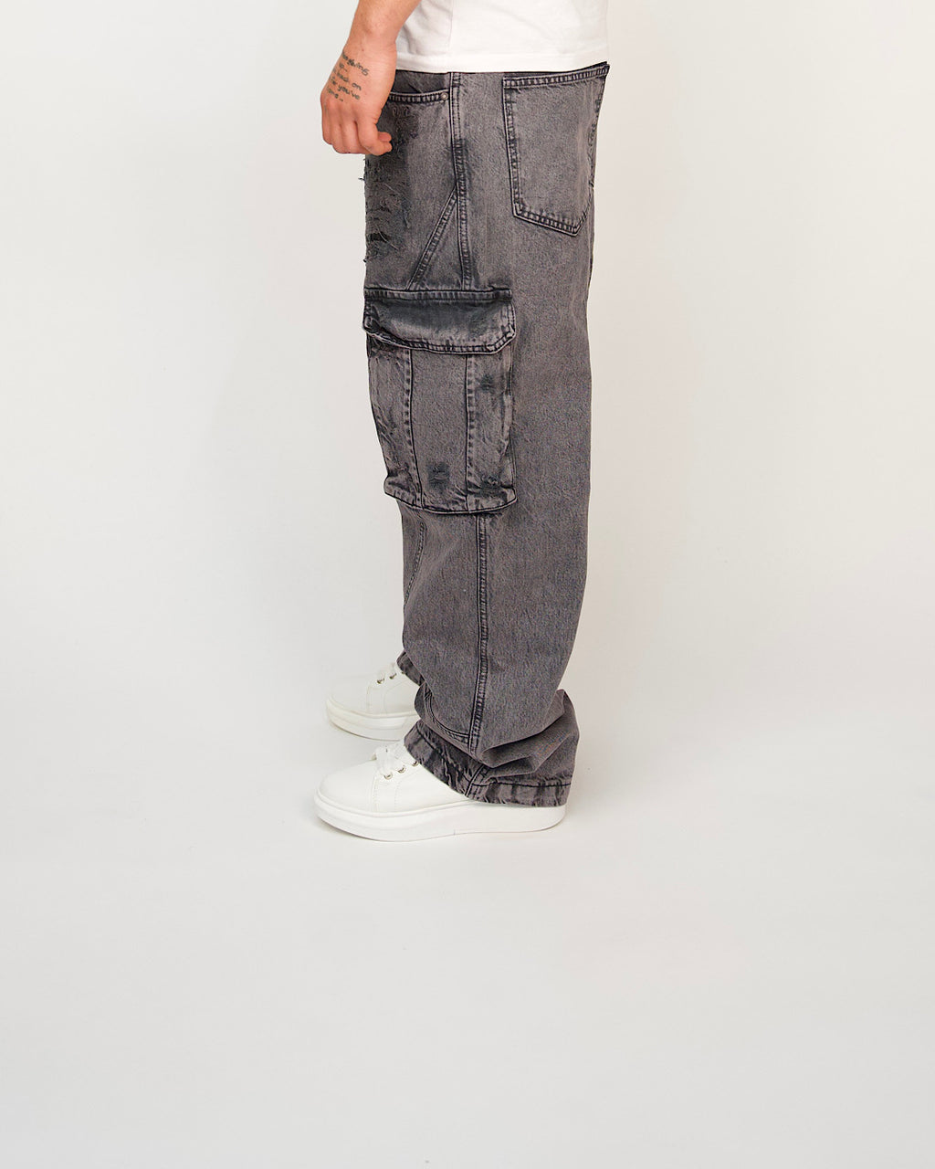 Distressed Utility Cargo Jeans