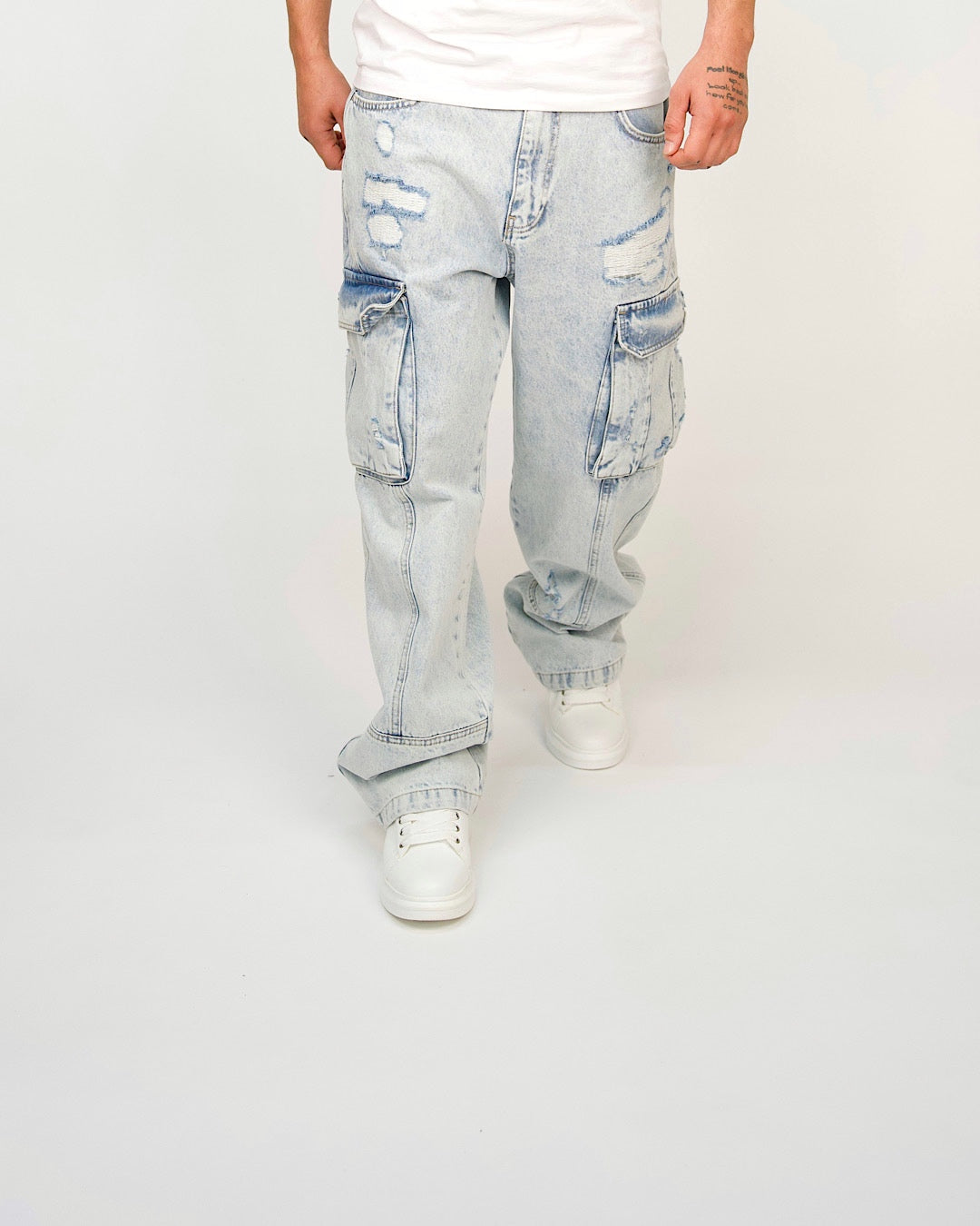 Distressed Utility Cargo Jeans