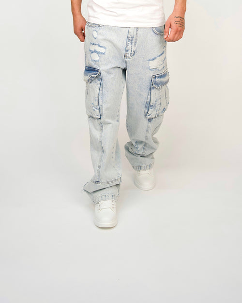 Distressed Utility Cargo Jeans