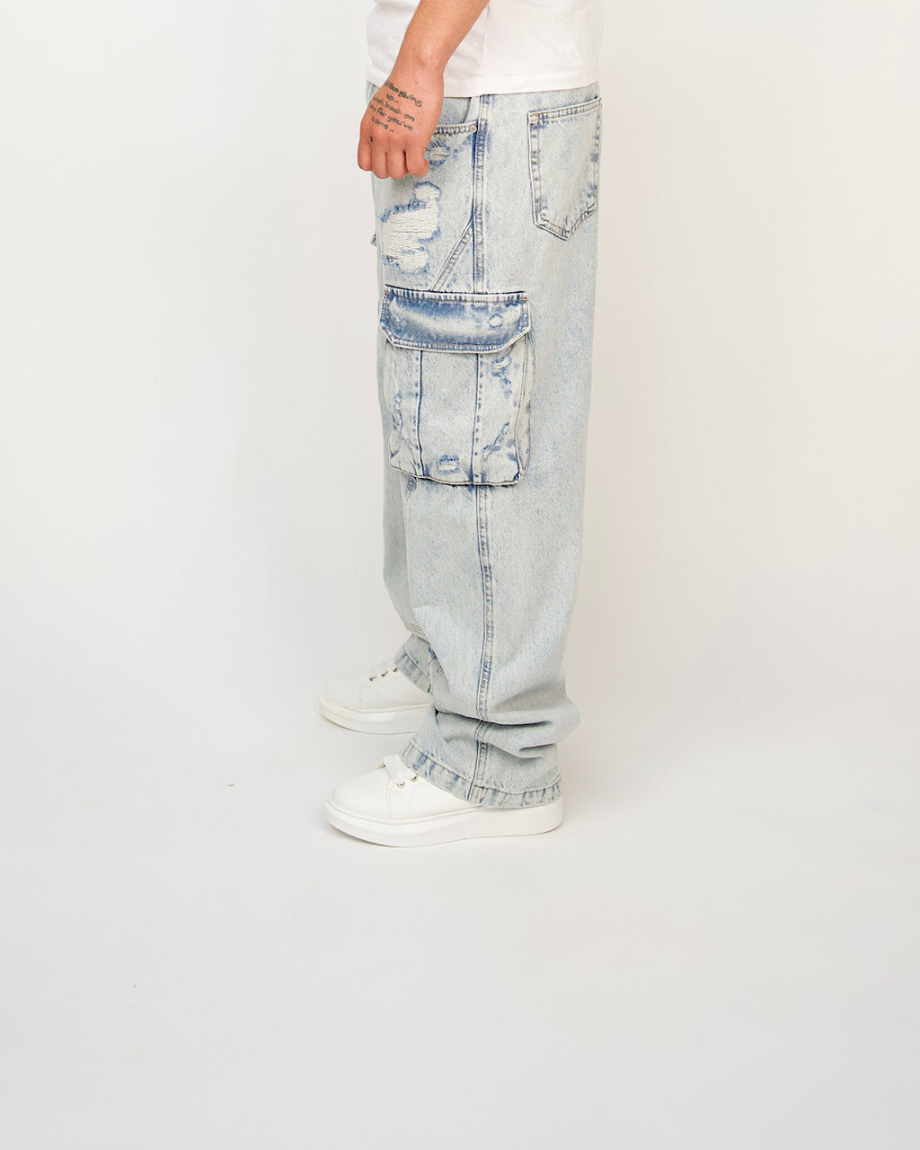 Distressed Utility Cargo Jeans