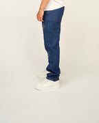 Cross-Appliqué Straight-Leg Jeans