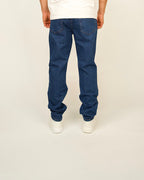 Cross-Appliqué Straight-Leg Jeans