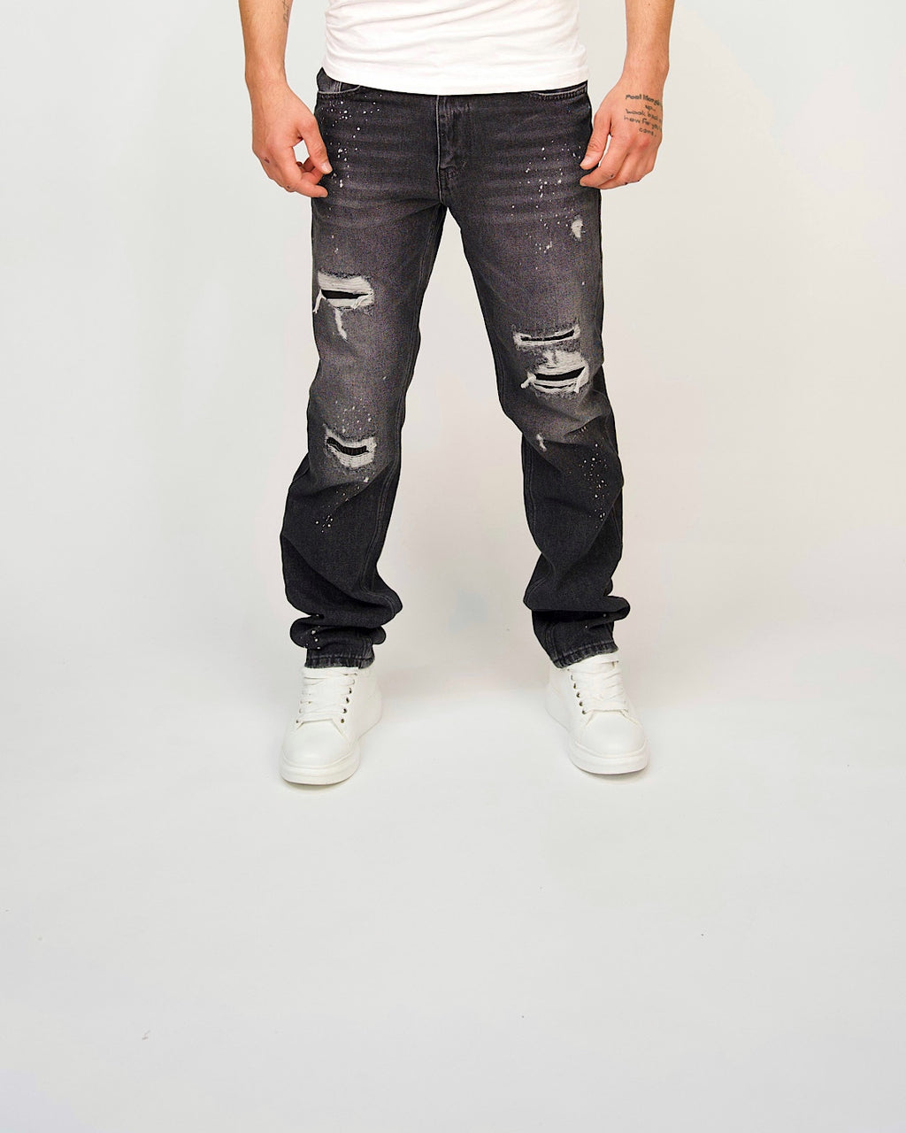 Heavy Distress Paint-Splatter Jeans